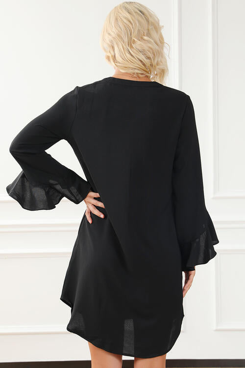 Sienna Round Neck Flare Sleeve Mini Dress