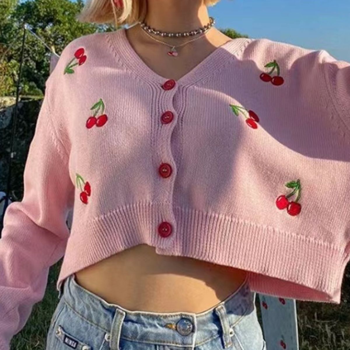 Cherry Cropped Cardigan