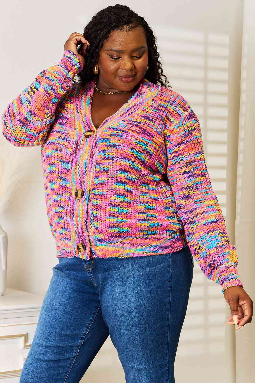 Colorful V-Neck Cardigan
