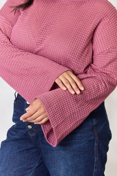 Mila Waffle-Knit Long Sleeve Blouse