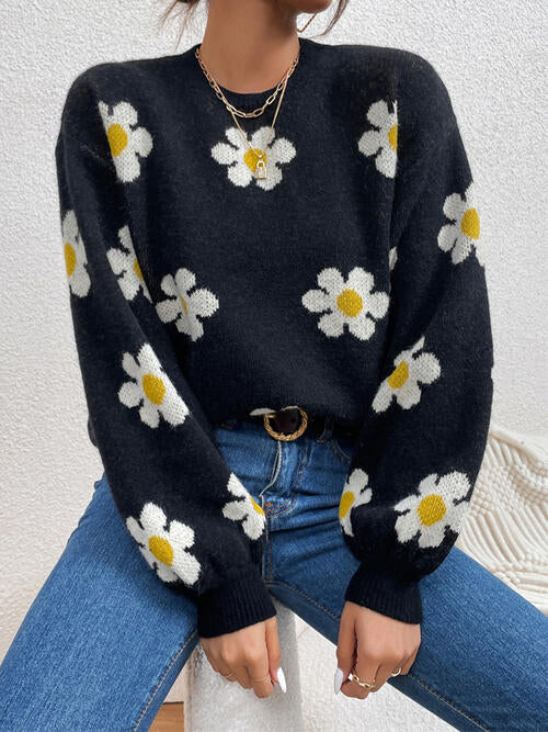 Luna Flower Lantern Sleeve Sweater