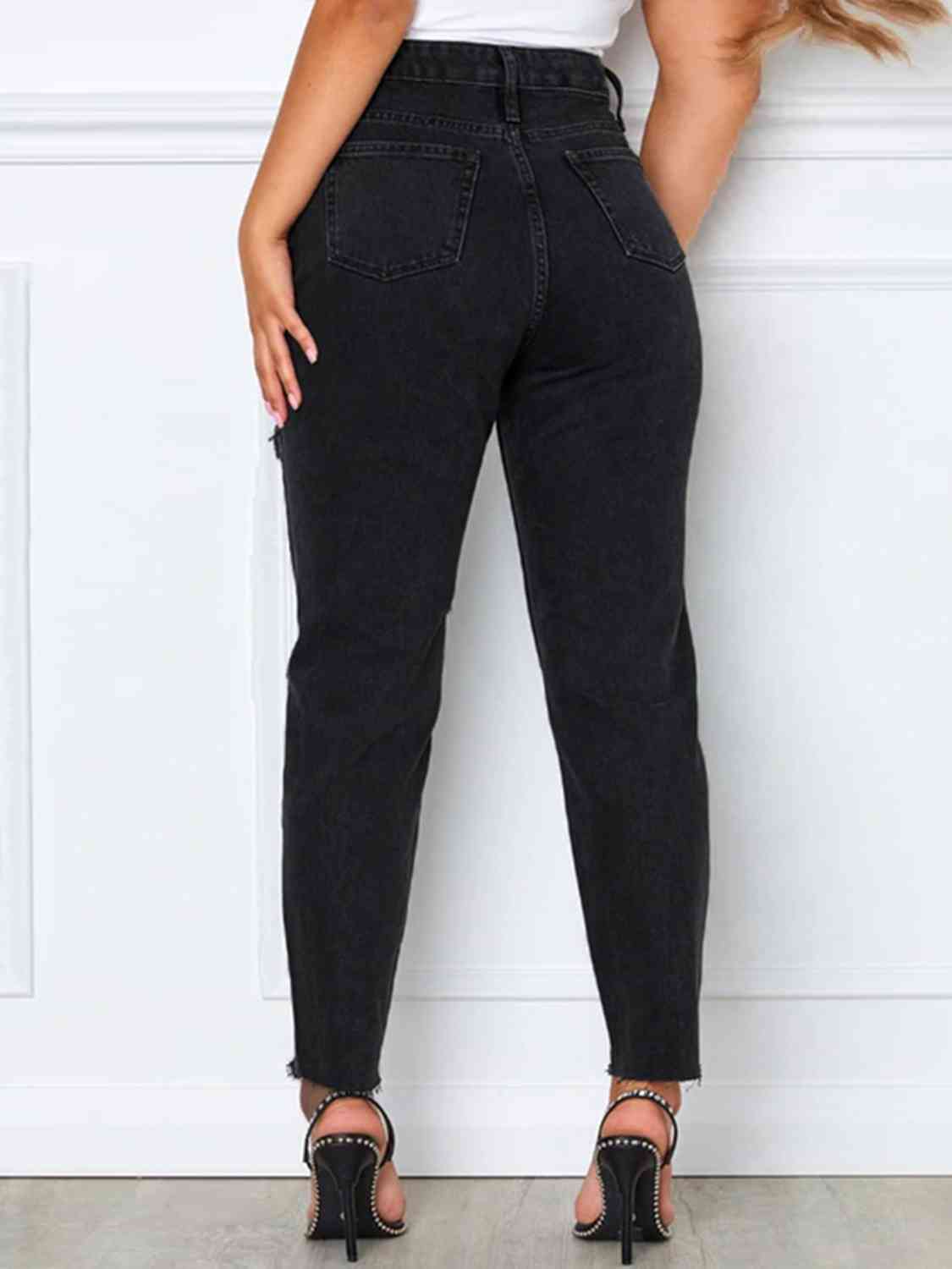 Alicia Distressed High Waist Straight Jeans