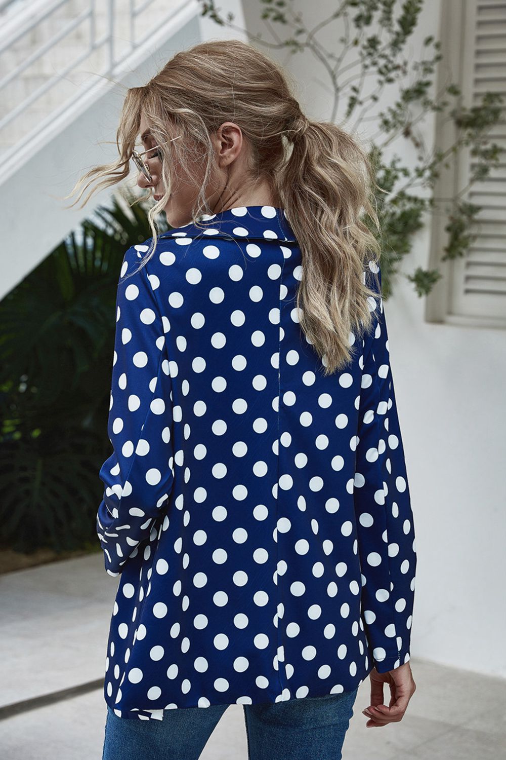 Naya Polka Dot Long Sleeve Blazer