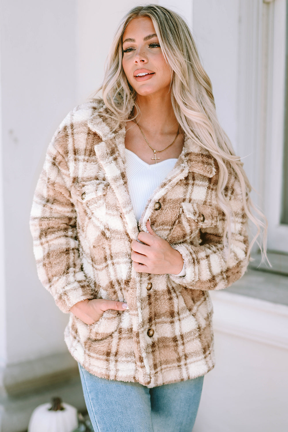 Spice Harvest Plaid Teddy Jacket