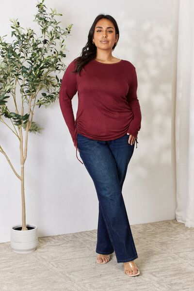 Bordeaux Drawstring Long Sleeve Top