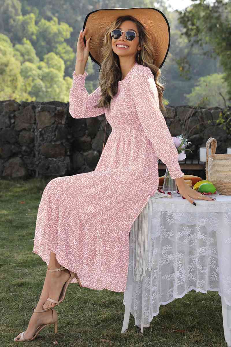 Evelyn Lantern Sleeve Midi Dress