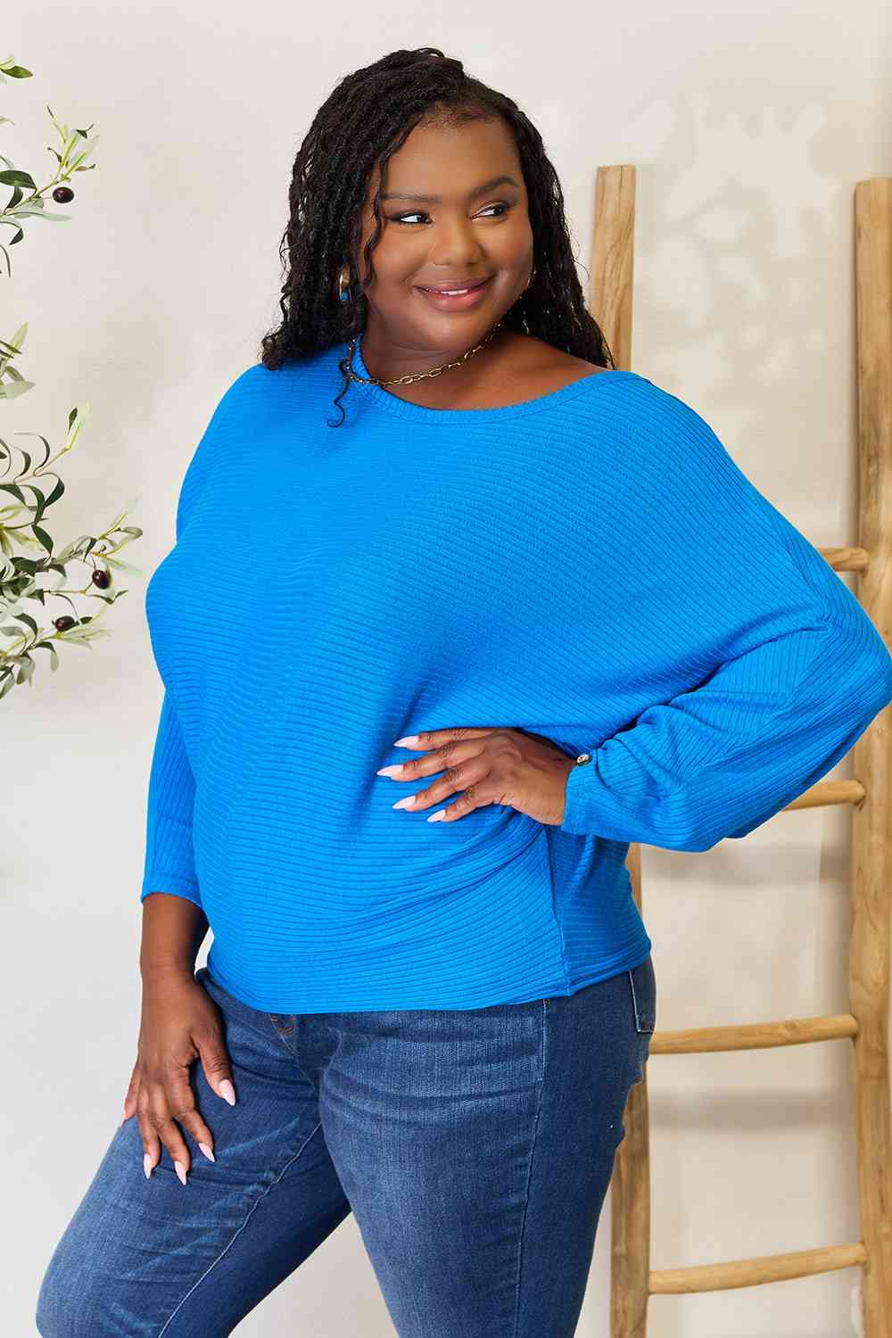 Payton Round Neck Batwing Sleeve Blouse