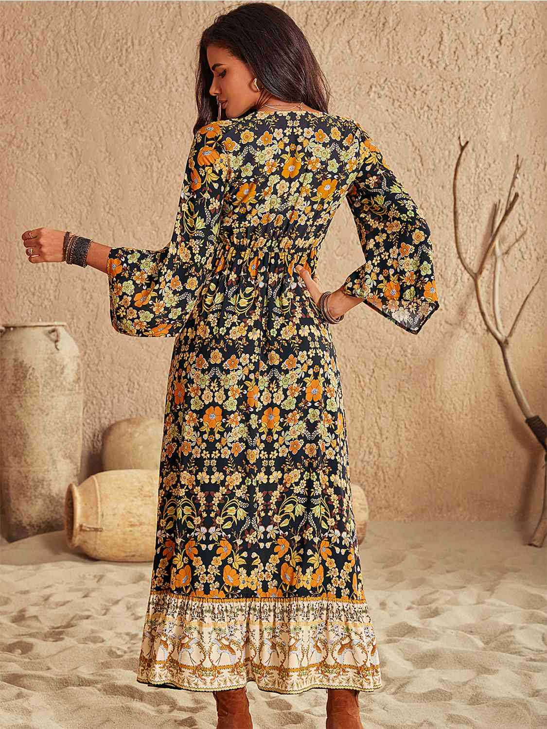 Julieta Floral V-Neck Midi Dress