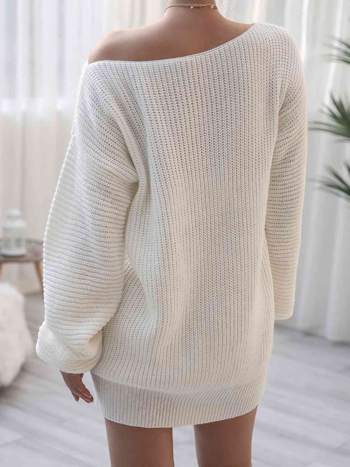 Charlotte Rib-Knit Mini Sweater Dress