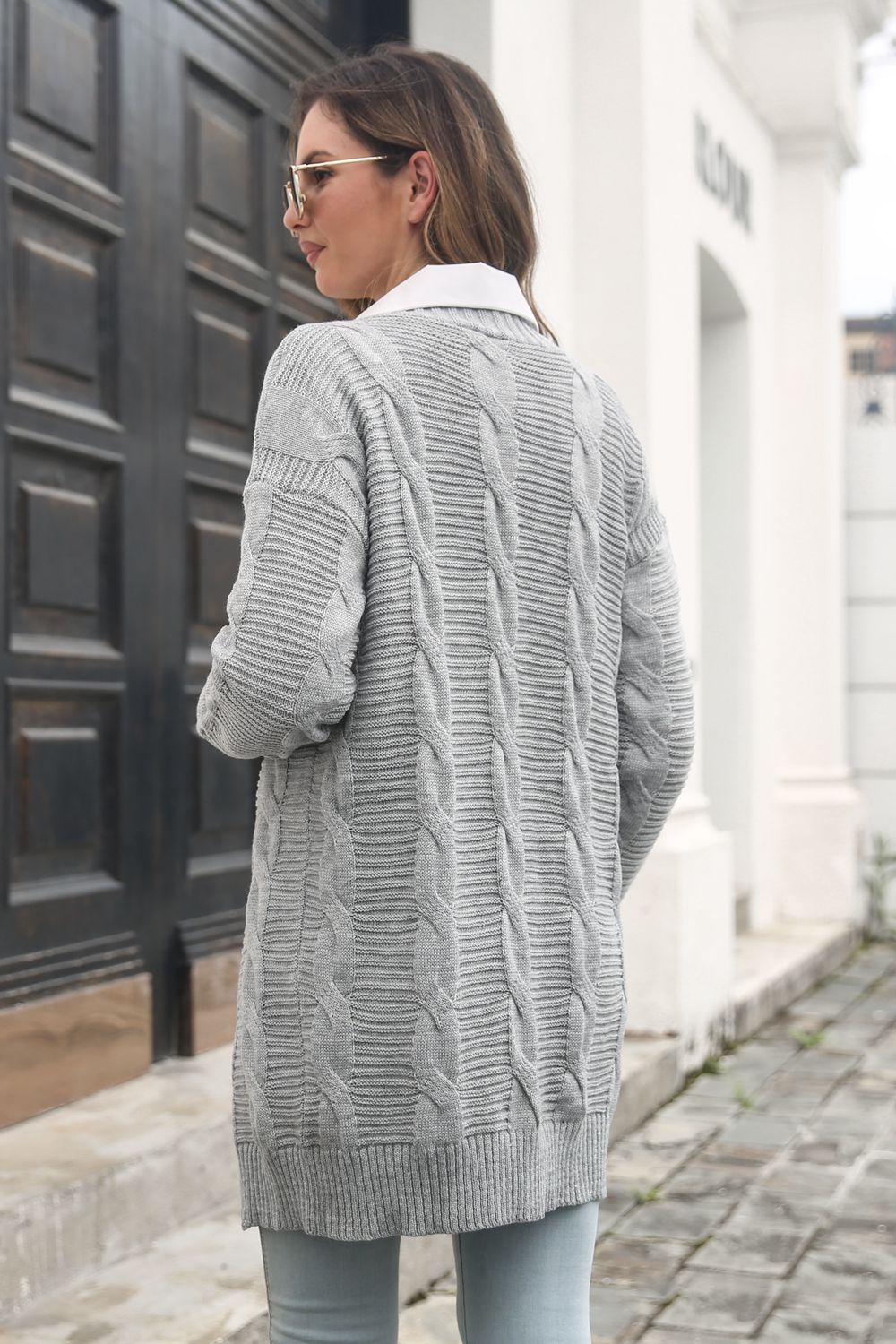 Here For It Cable-Knit Cardigan