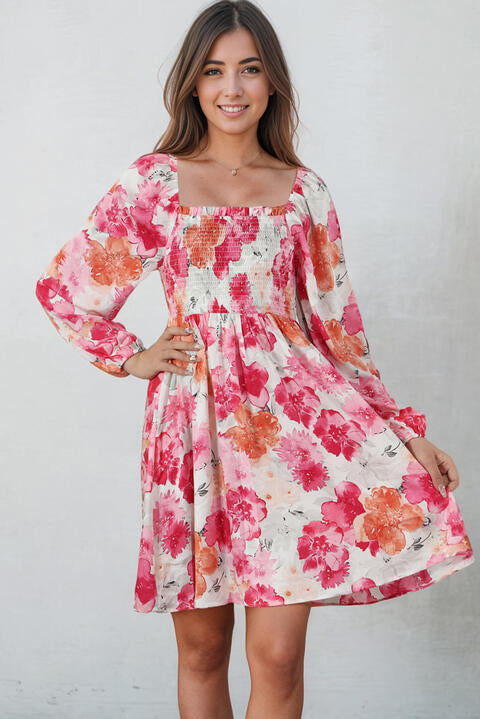 Penelope Floral Smocked Long Sleeve Dress
