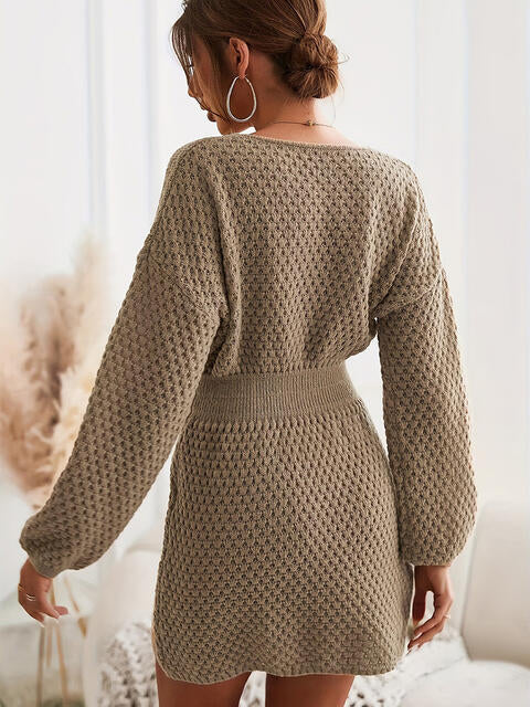 Amelie Round Neck Long Sleeve Sweater Dress