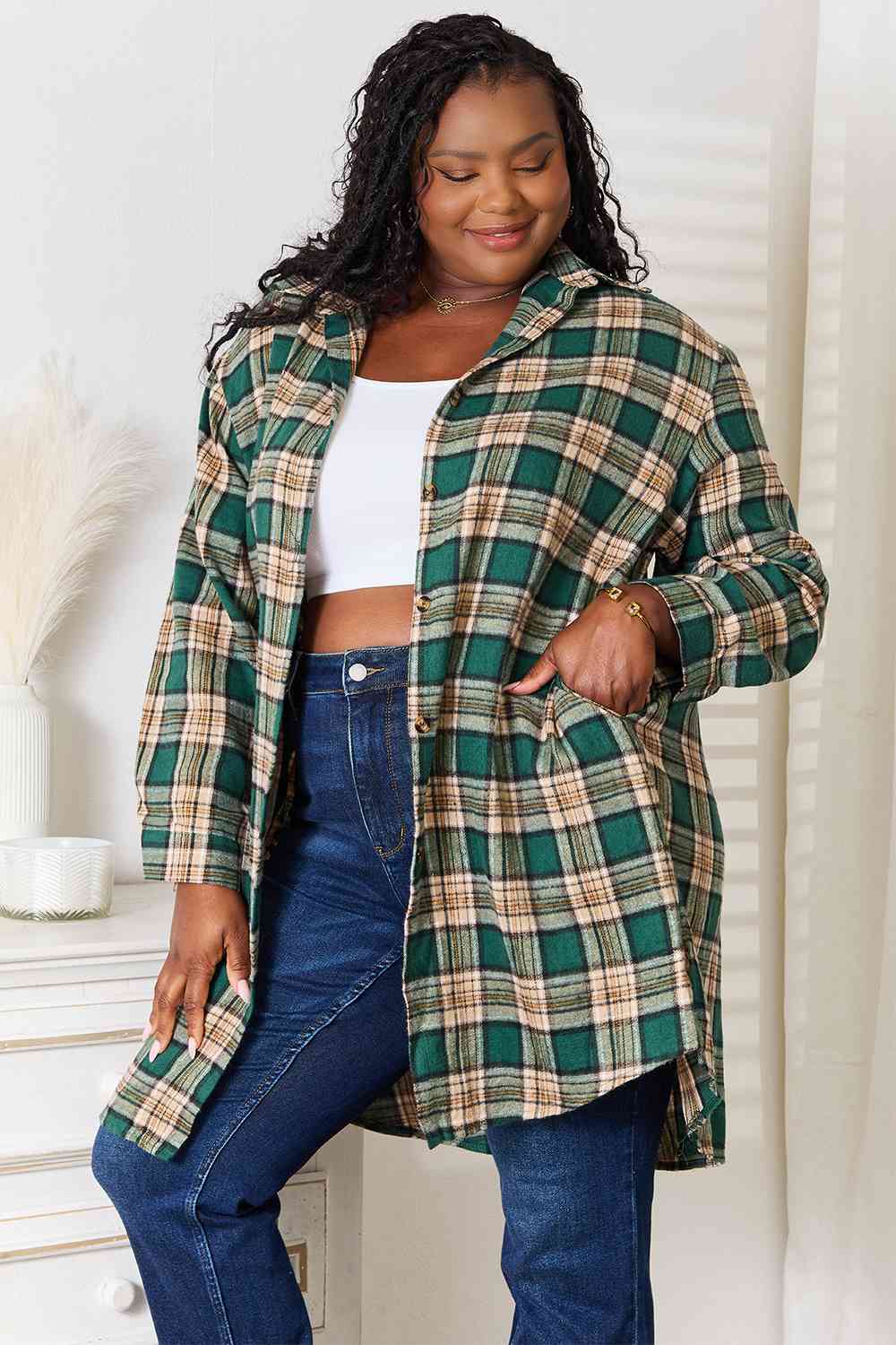 Evie Plaid Collared Neck Long Sleeve Shirt