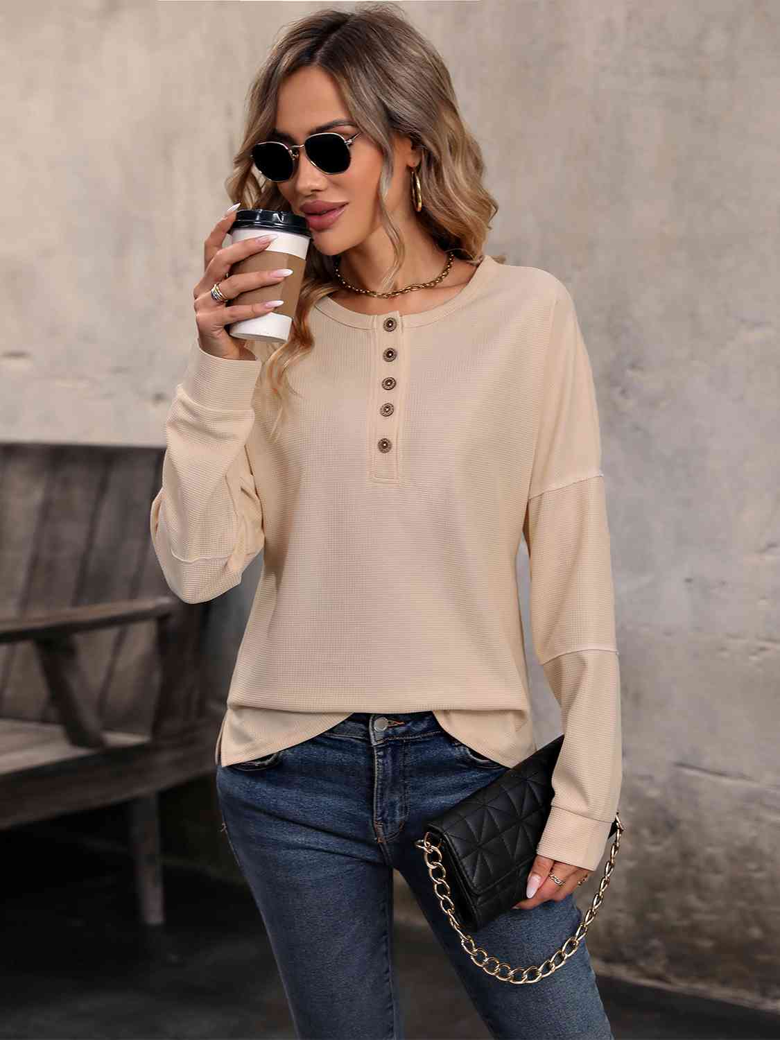 Georgia Buttoned Long Sleeve Top