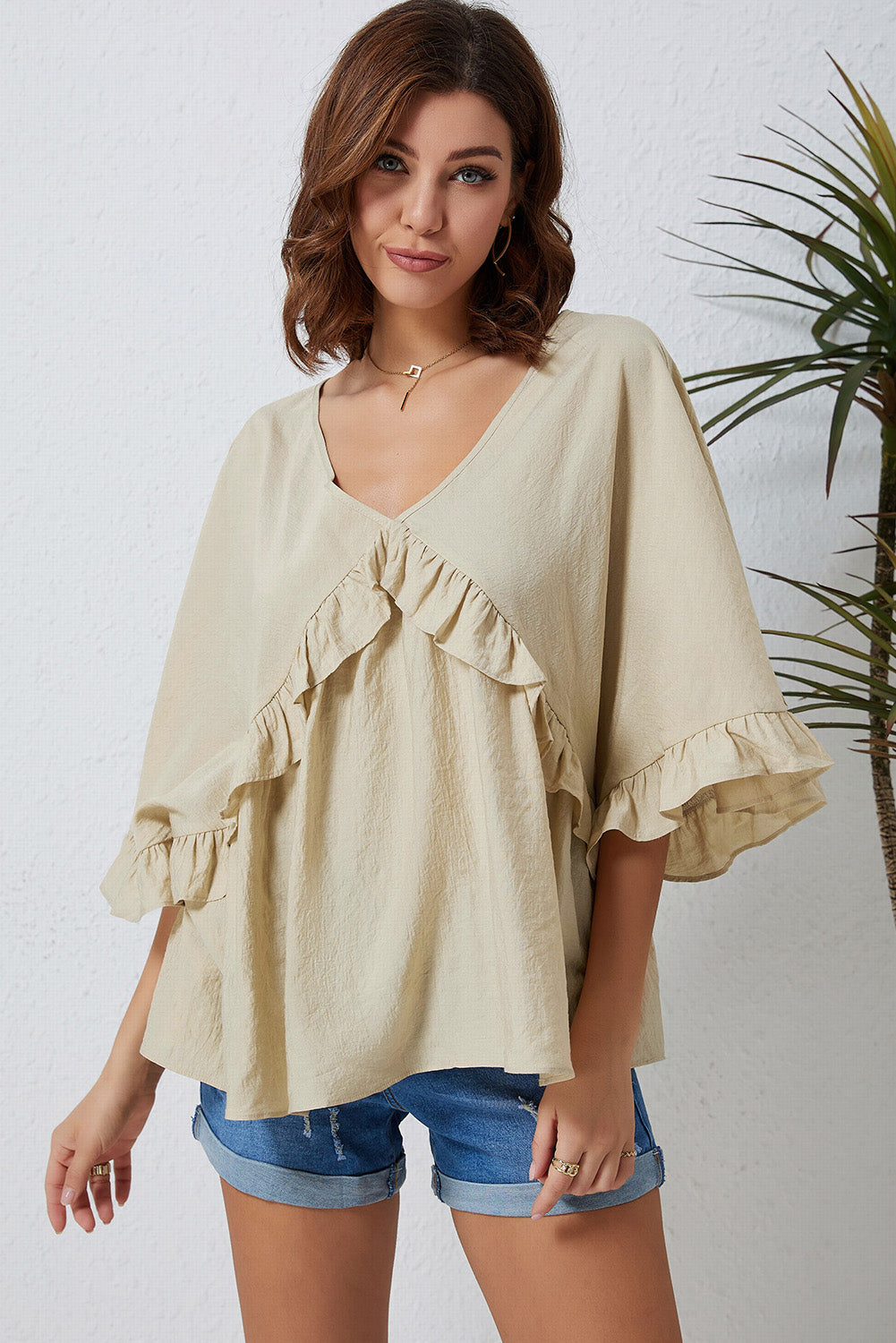 Marcia Ruffled V-Neck Blouse