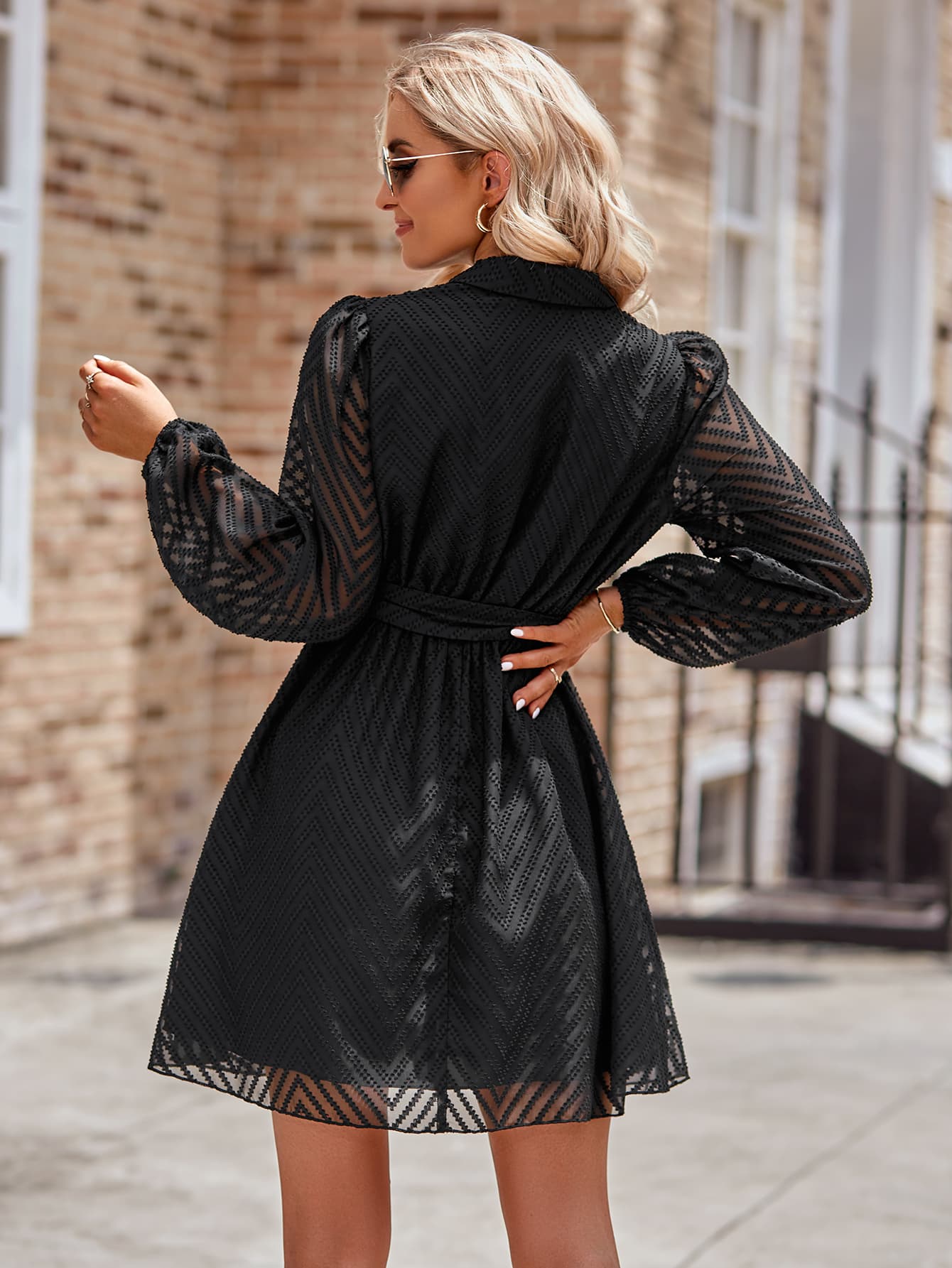 Haley Belted Long Sleeve Mini Dress
