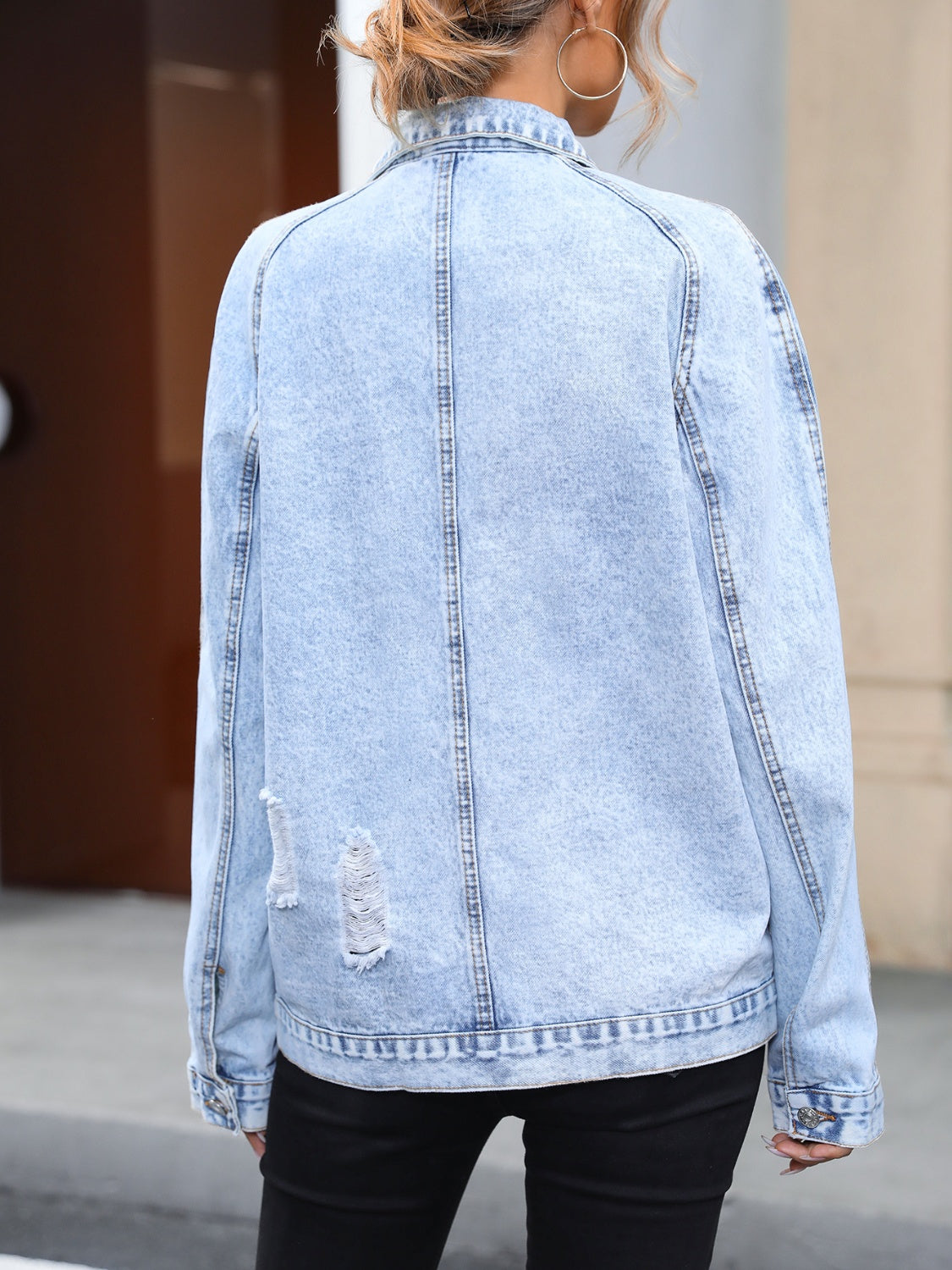 On The Way Distressed Denim Shacket
