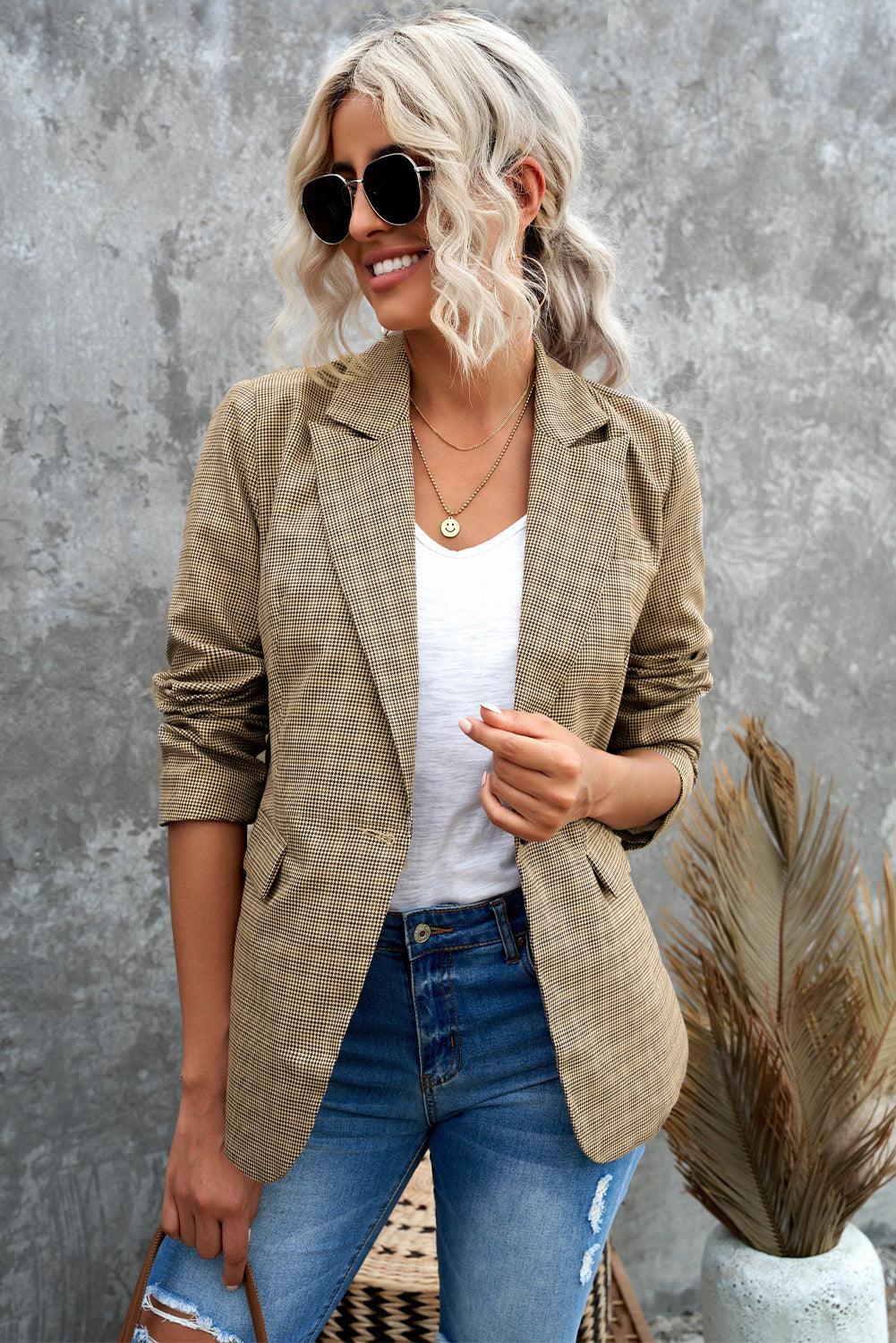 Taking My Time Houndstooth Blazer