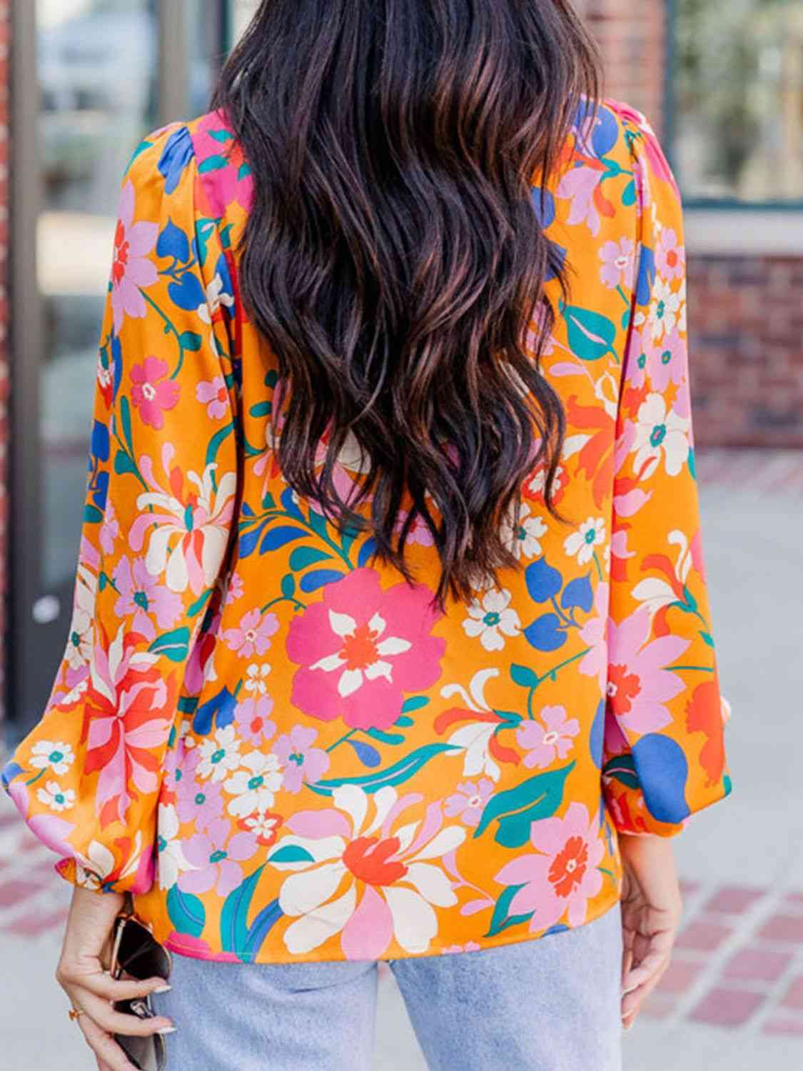 April Floral Lantern Sleeve Shirt