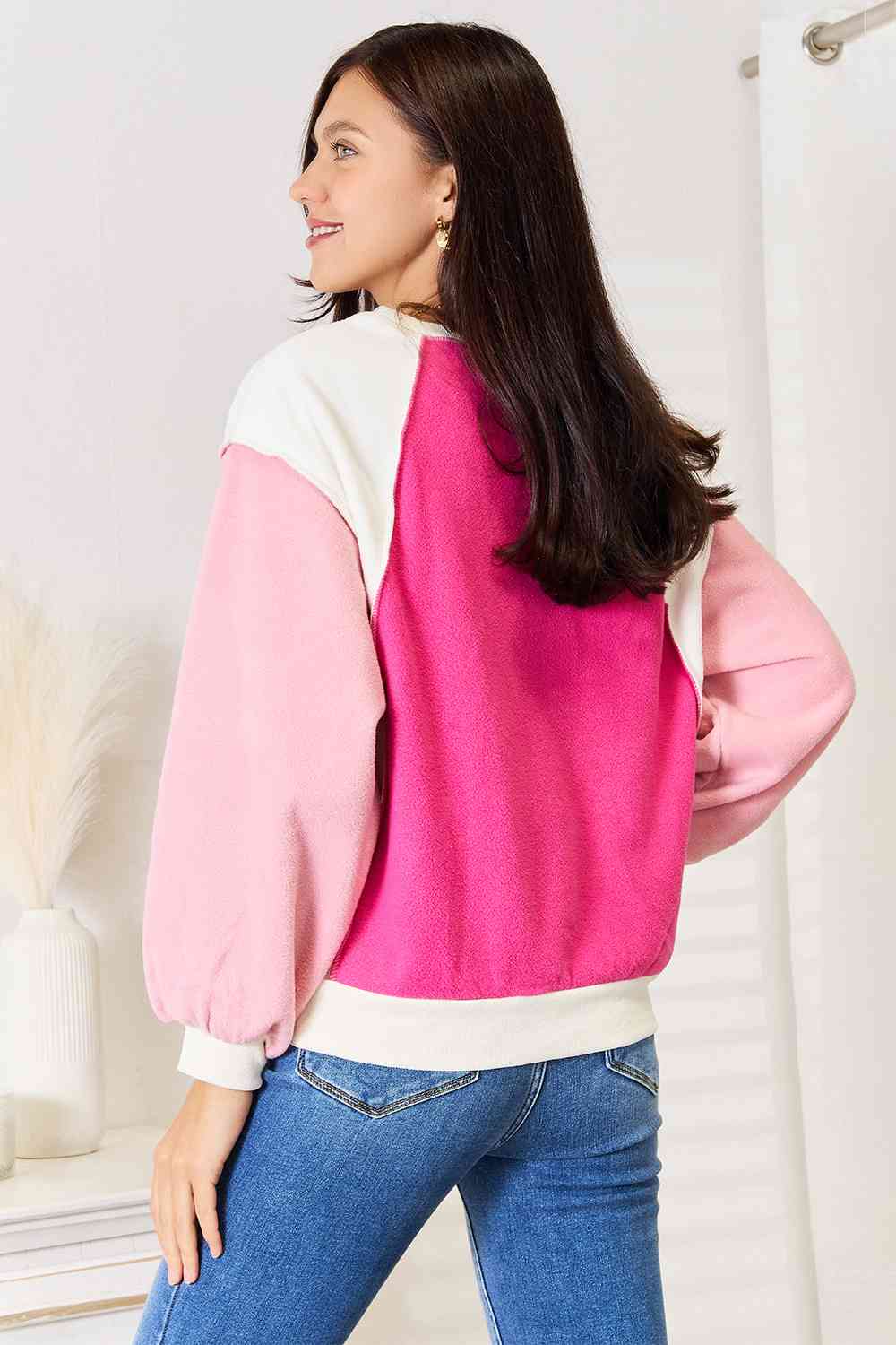 Aleena Color Block Dropped Shoulder Sweatshirt