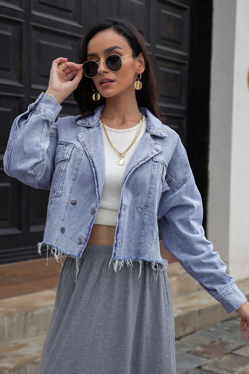 Gemma Lapel Collar Denim Jacket