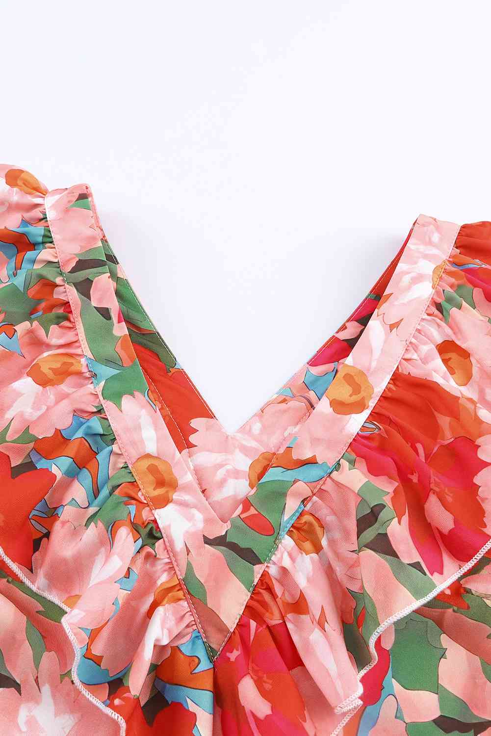 Debbie Ruffled Floral V-Neck Mini Dress