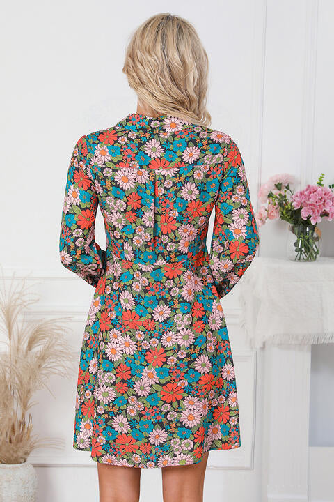 Kiara Floral Button Front Shirt Dress