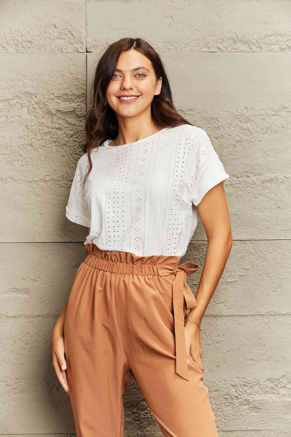 Vida Eyelet Short Sleeve Blouse