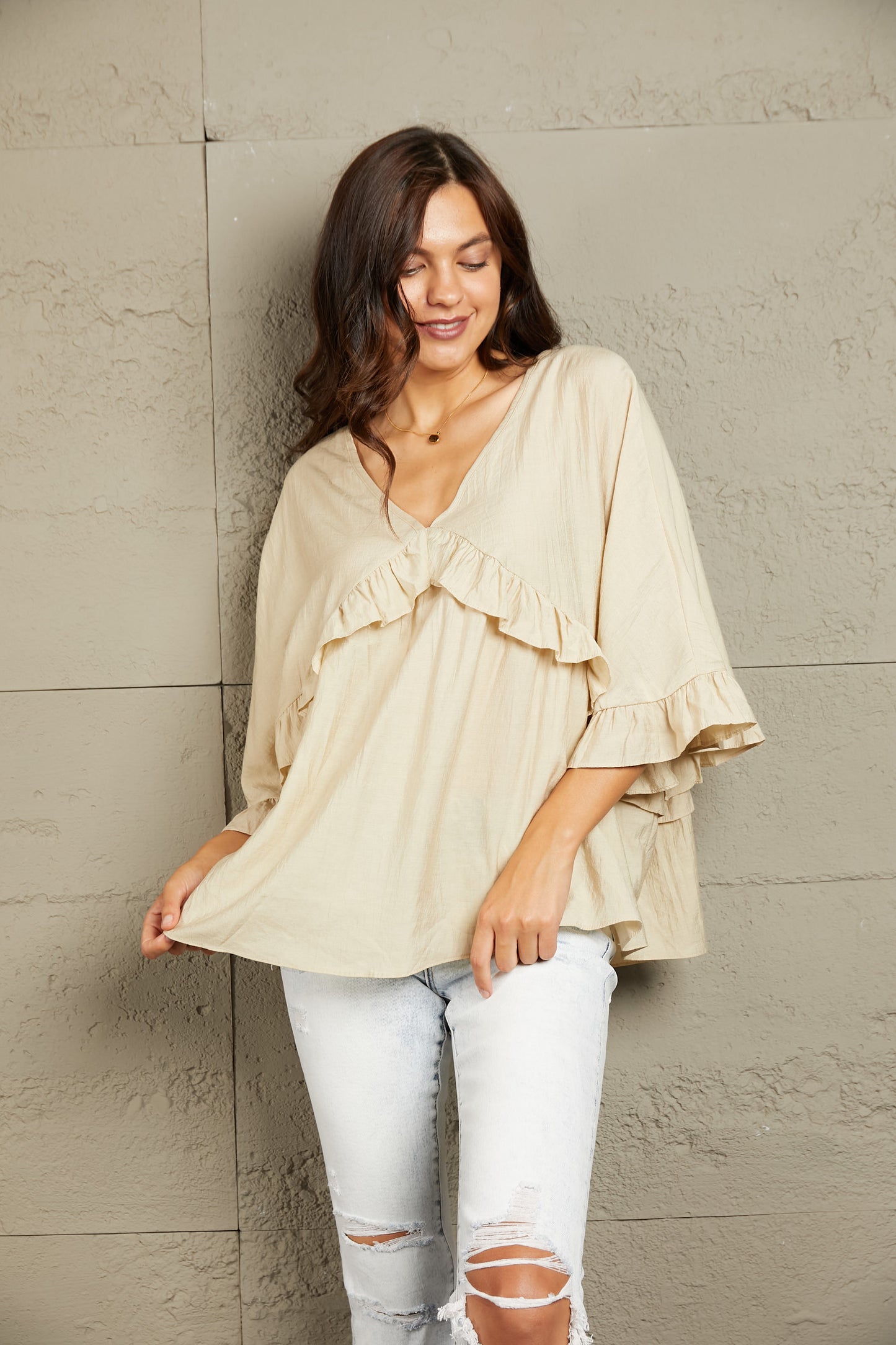 Marcia Ruffled V-Neck Blouse