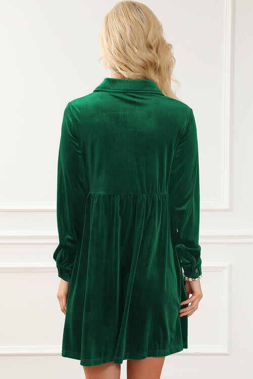 Lucky You Ruched Button Up Shirt Dress