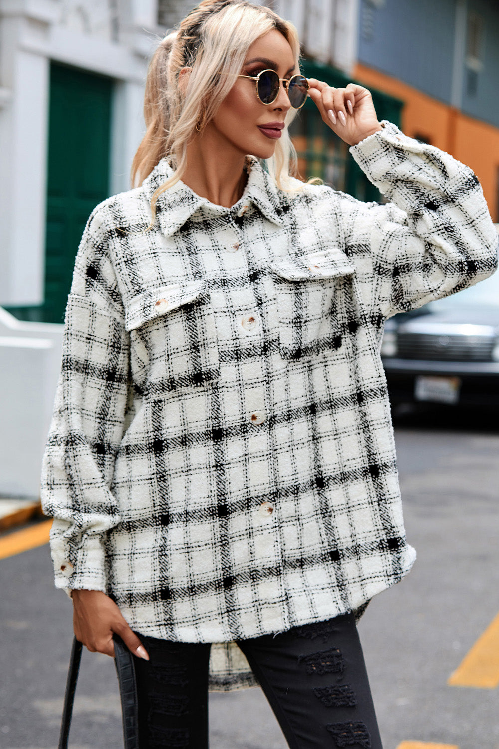 Take A Look Plaid Collared Jacket