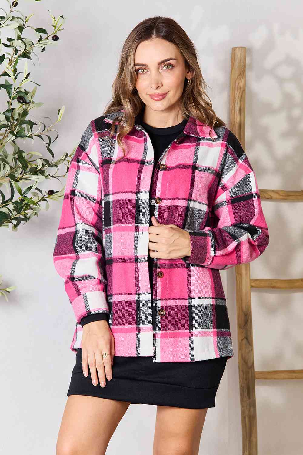Kayla Plaid Button Up Jacket
