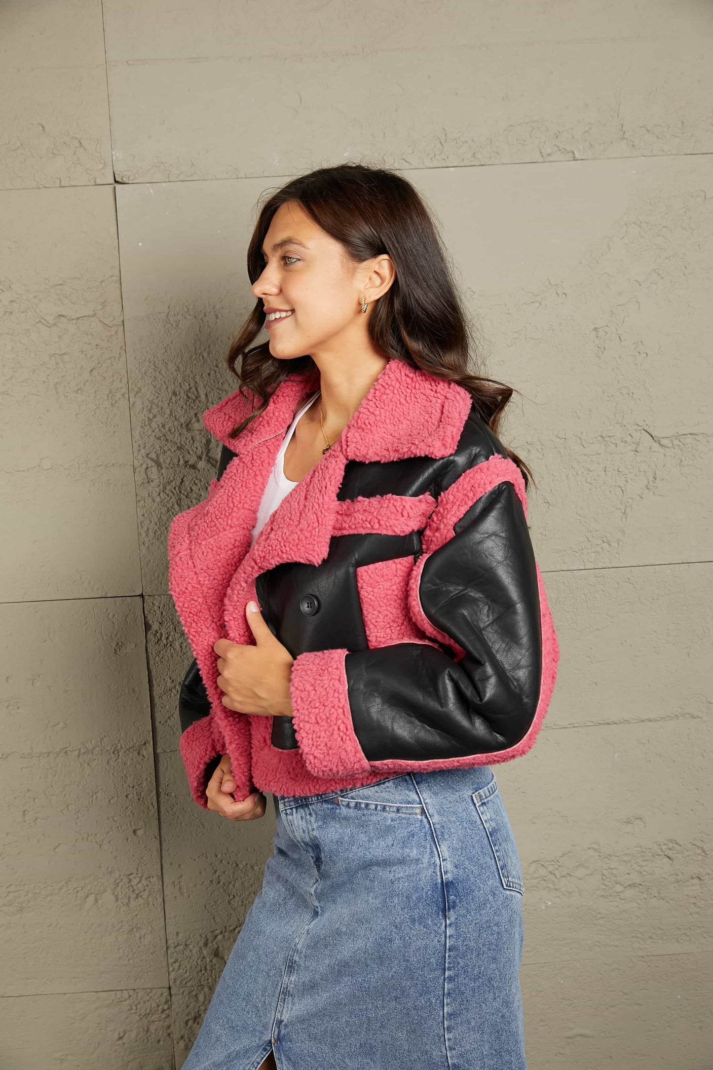 Aviator Contrast Double-Breasted Jacket