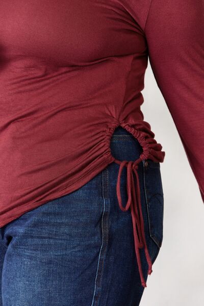 Bordeaux Drawstring Long Sleeve Top