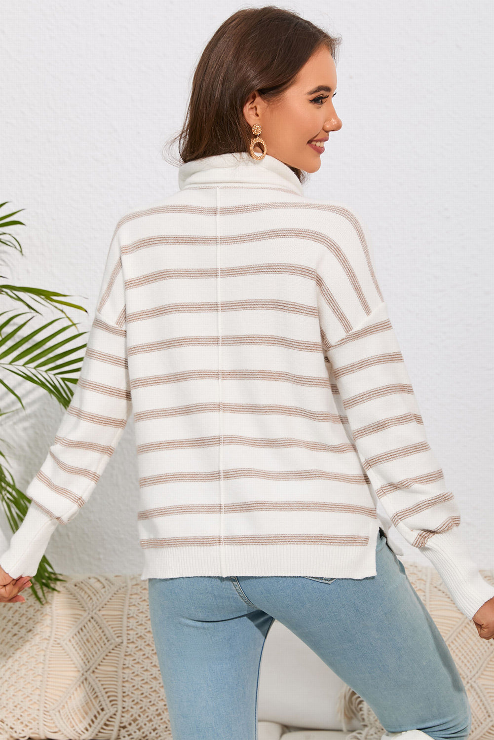 Looking At You Cowl Neck Striped Top