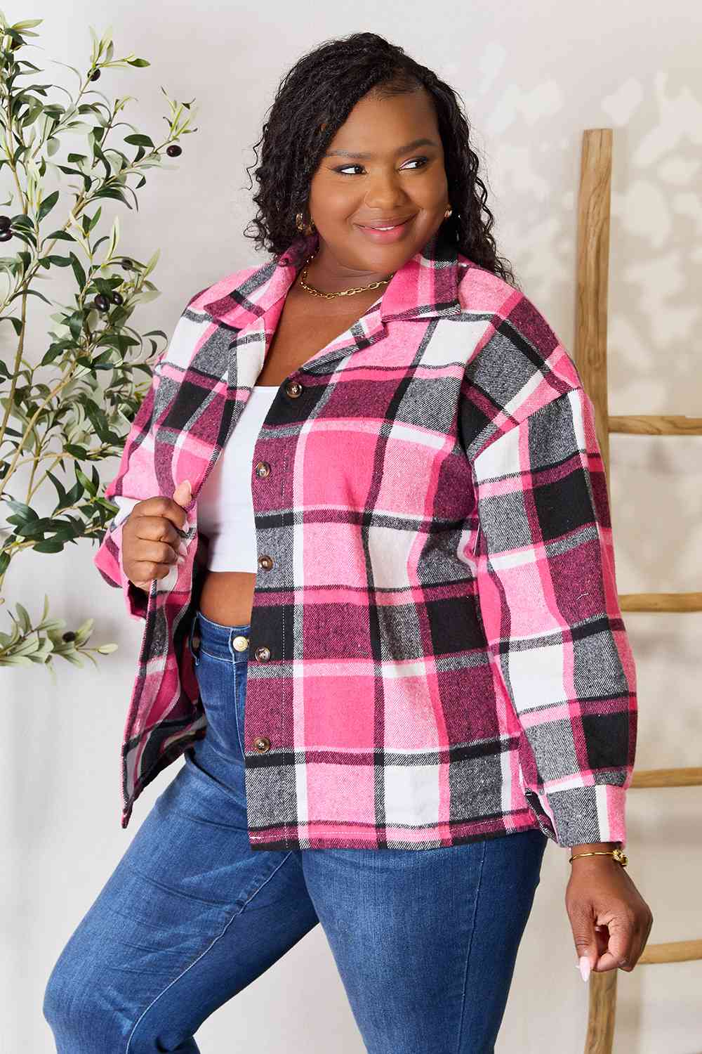 Kayla Plaid Button Up Jacket