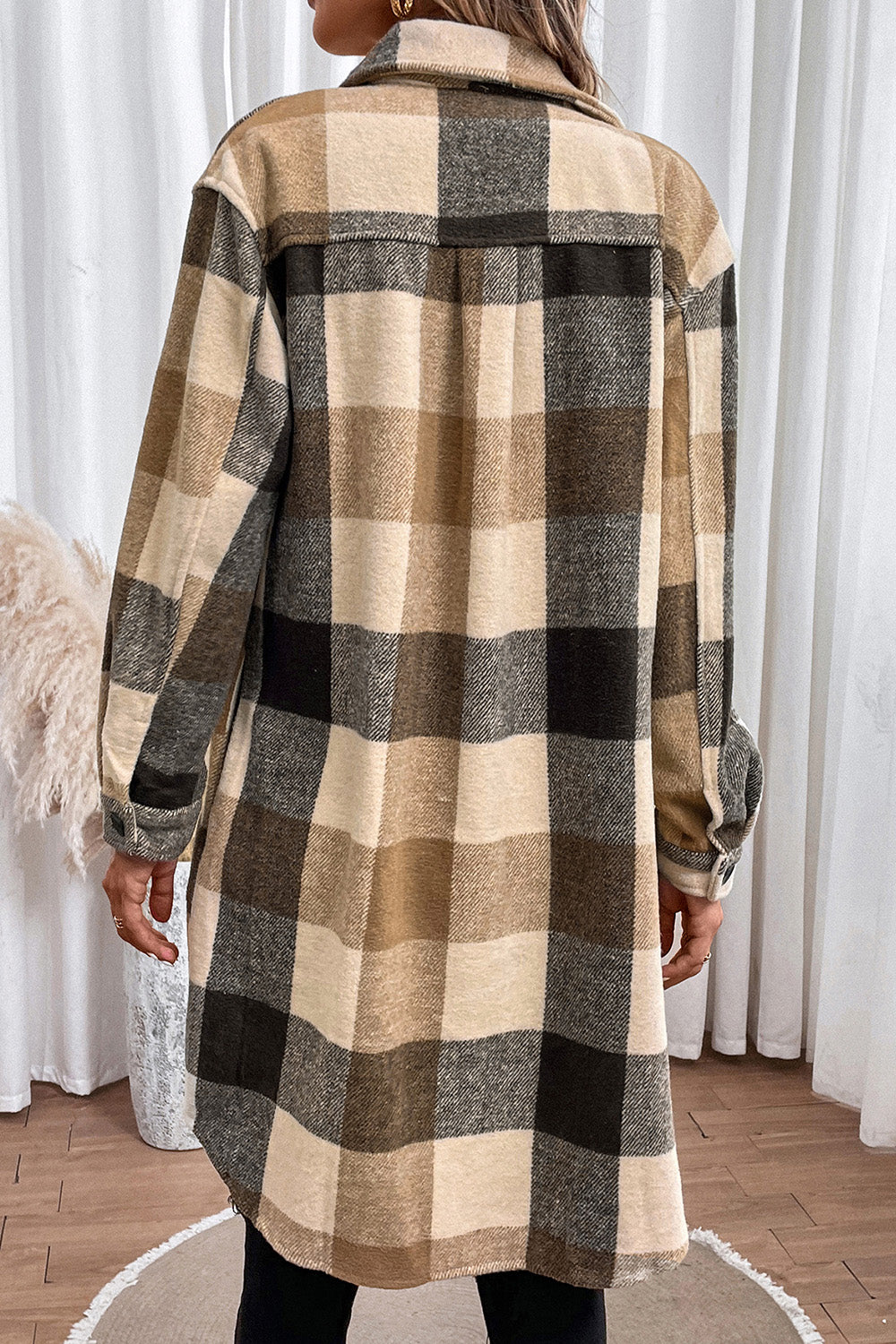 Sienna Plaid Button Down Longline Coat
