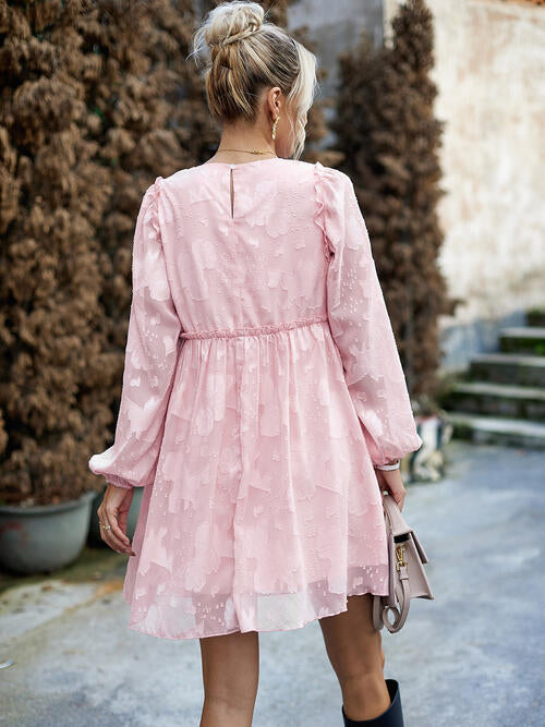 Delilah Ruffle Trim Balloon Sleeve Mini Dress