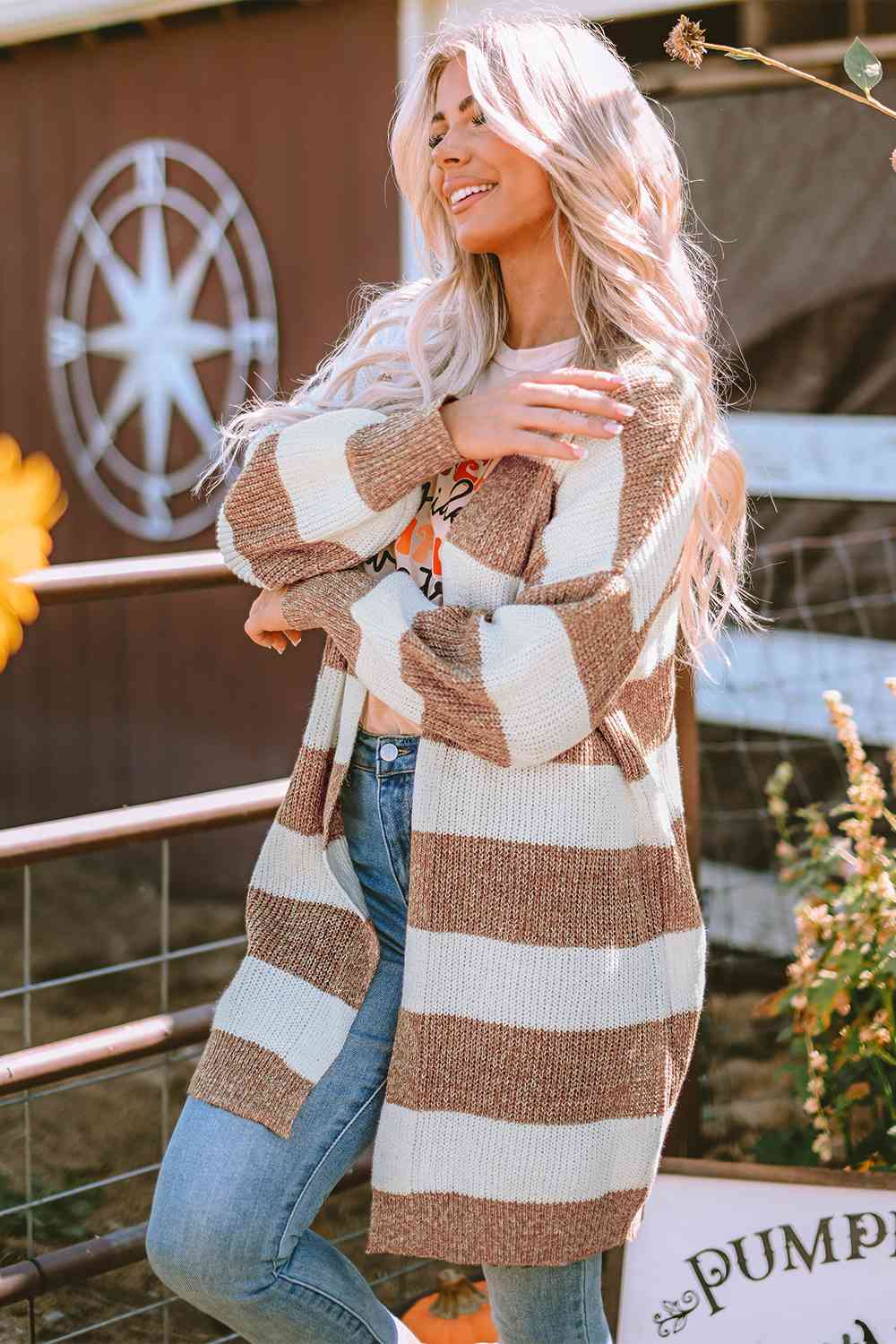 Janelle Striped Open Front Cardigan