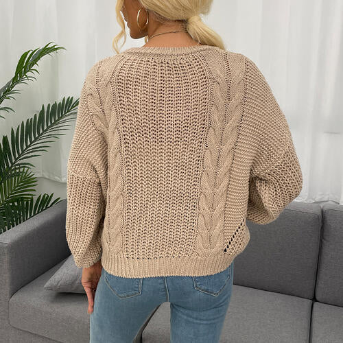 Angelique Openwork Round Neck Sweater
