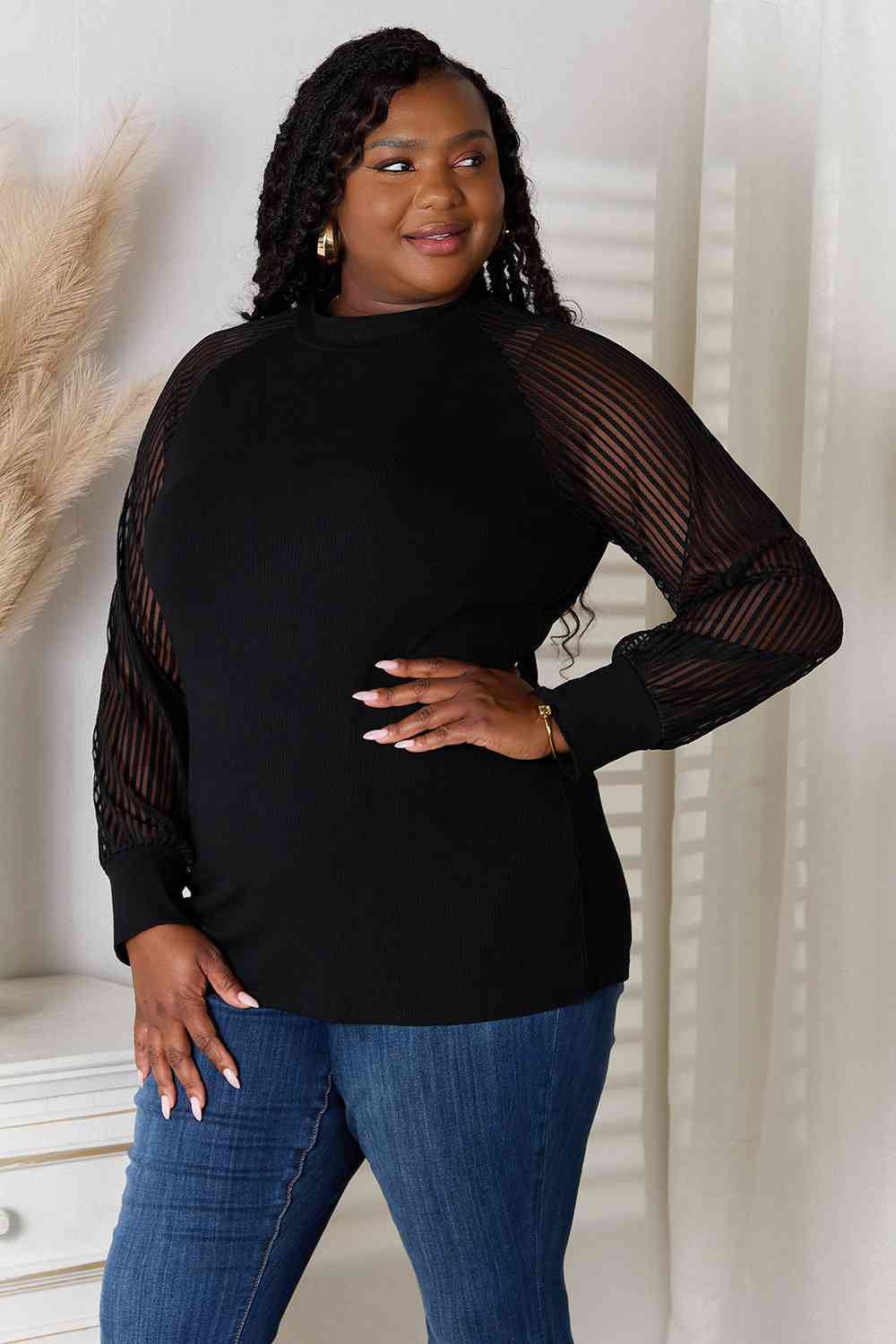 Timeless Sheer Sleeve Blouse