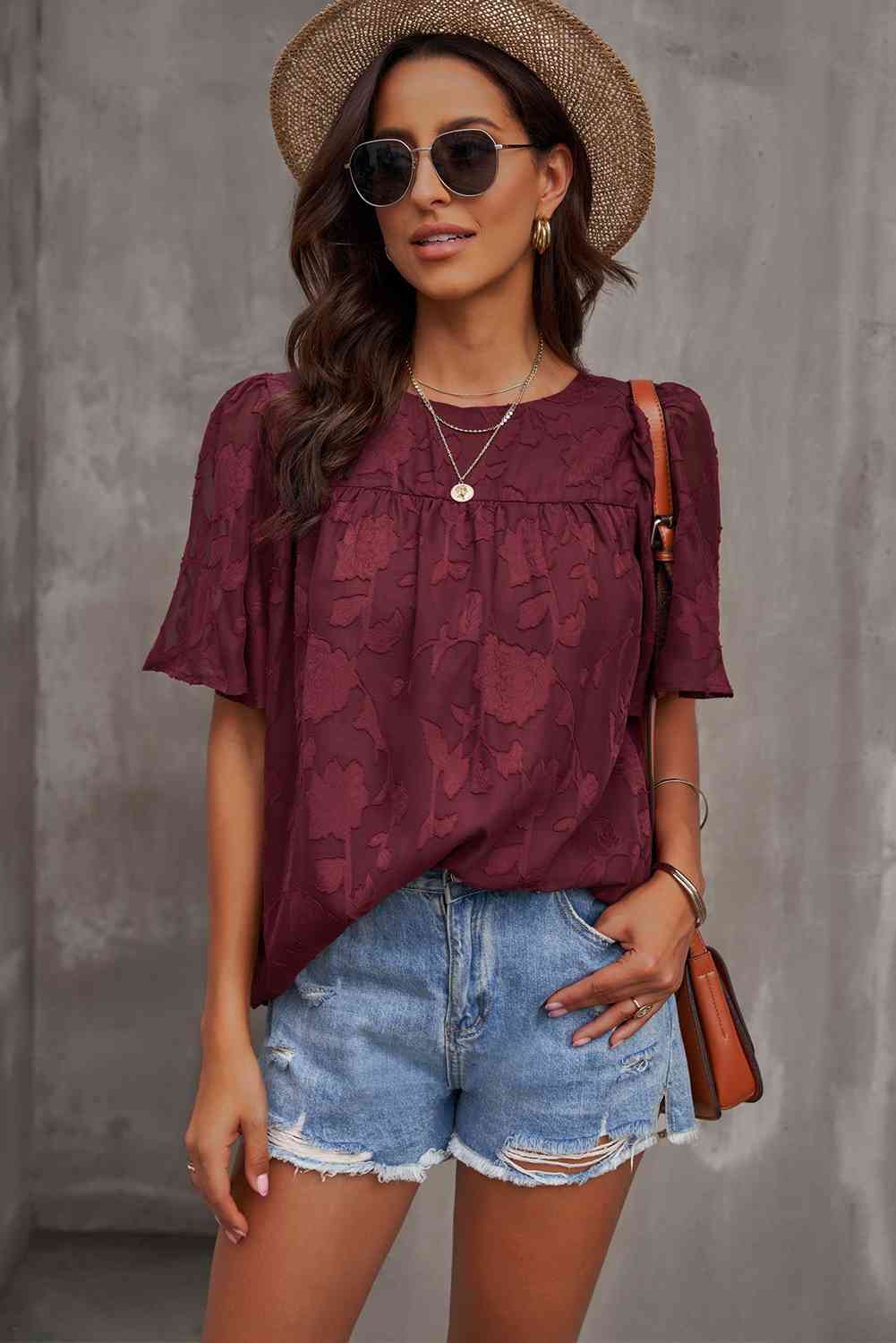 Vanessa Round Neck Puff Sleeve Blouse