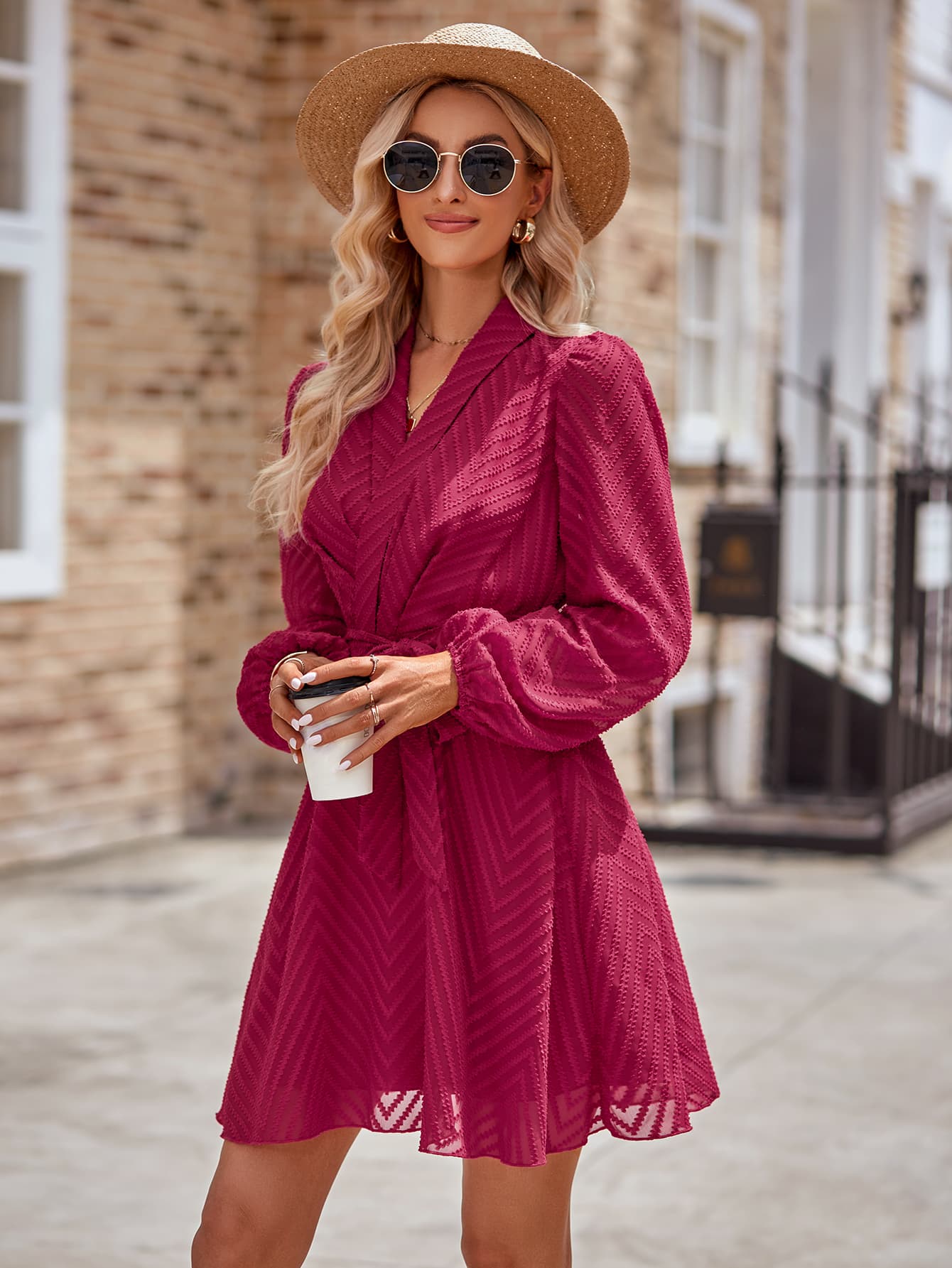 Haley Belted Long Sleeve Mini Dress