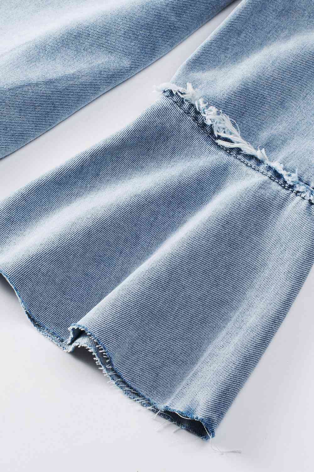 Tessa Button Front Flare Sleeve Denim Top