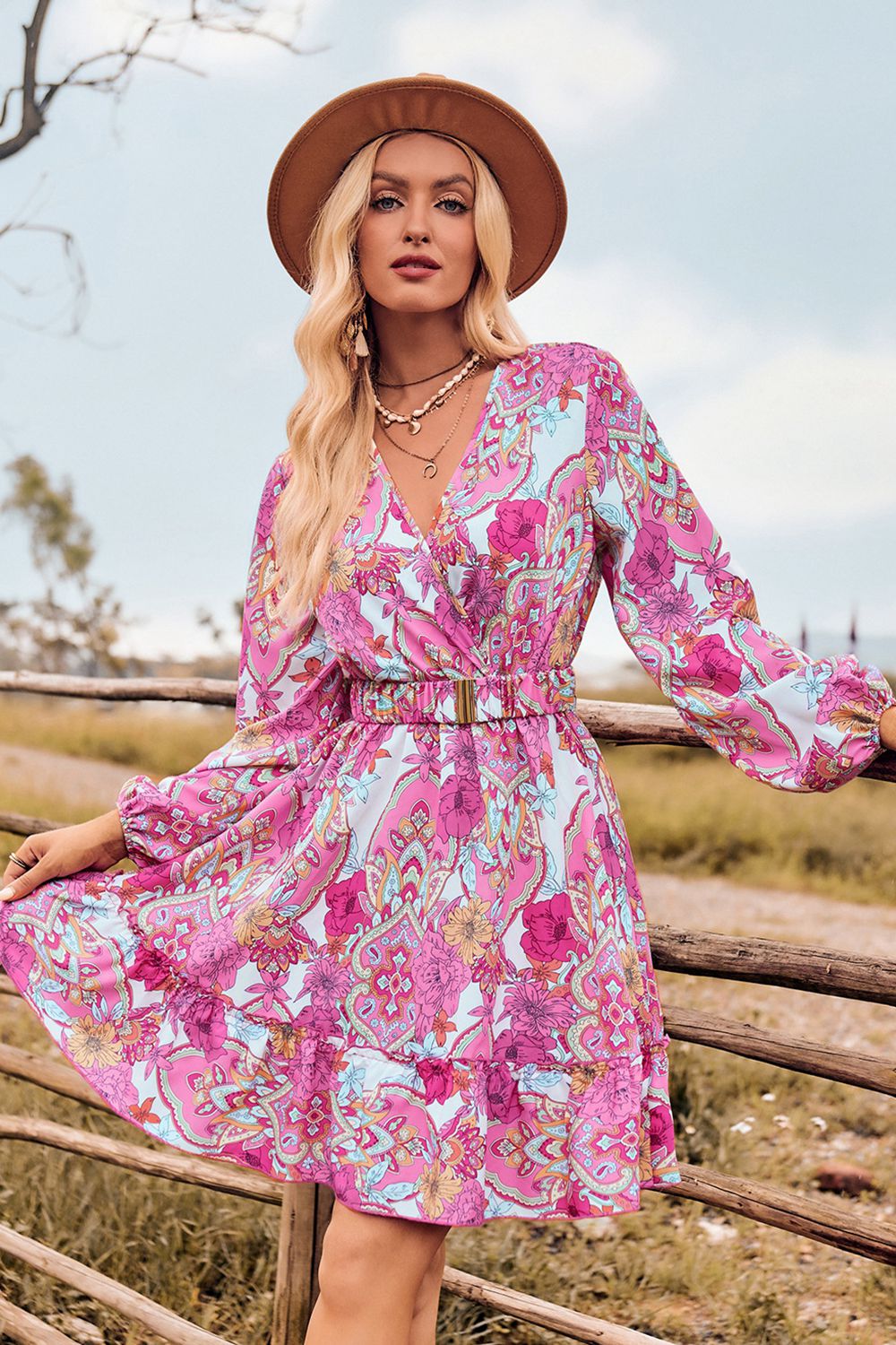 Harvest Day Long Sleeve Mini Dress