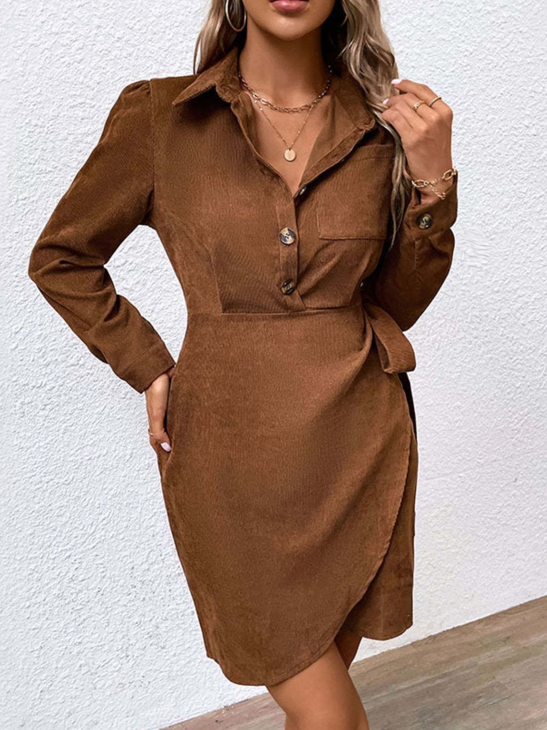 Out Of Office Button-Down Mini Dress