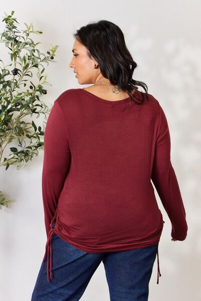 Bordeaux Drawstring Long Sleeve Top