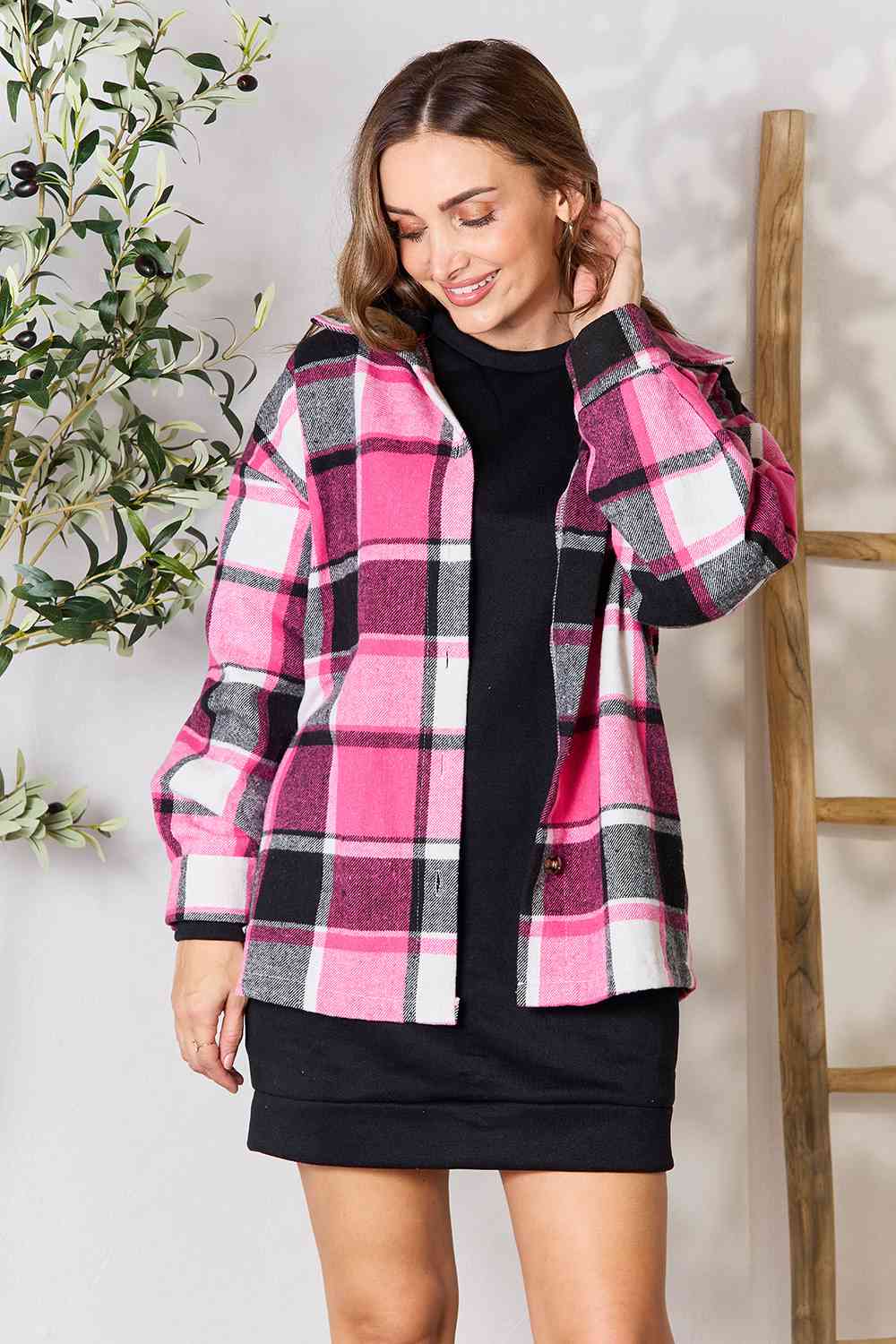 Kayla Plaid Button Up Jacket