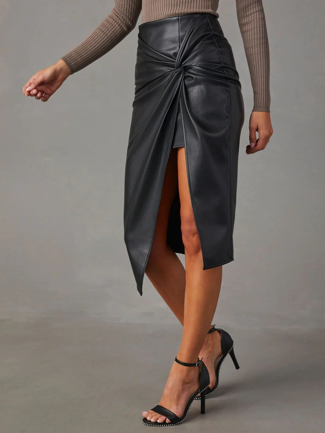 Addison Twist Detail Midi Skirt