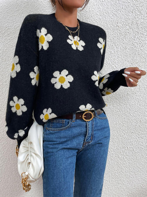 Luna Flower Lantern Sleeve Sweater